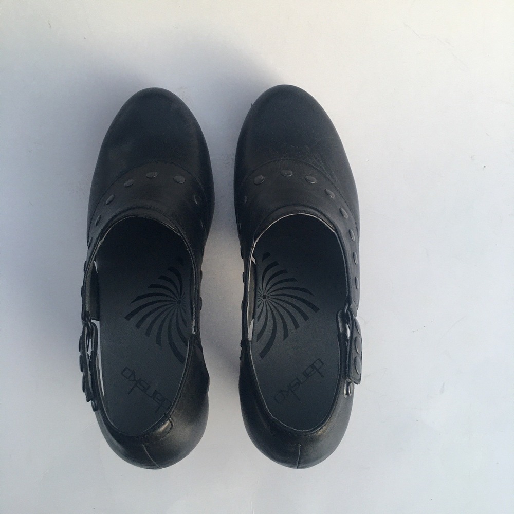 DANSKO Ryder Leather Studded Clog Block Heel Women EU 38 US 7.5 Black Adjustable - Picture 13 of 16